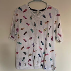 Button down White T-Shirt w/Flip Flops designed